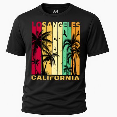 Retro Los Angeles California Palm Tree Stripes Performance Shirt