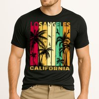 Retro Los Angeles California Palm Tree Stripes Cooling Performance Crew T-Shirt