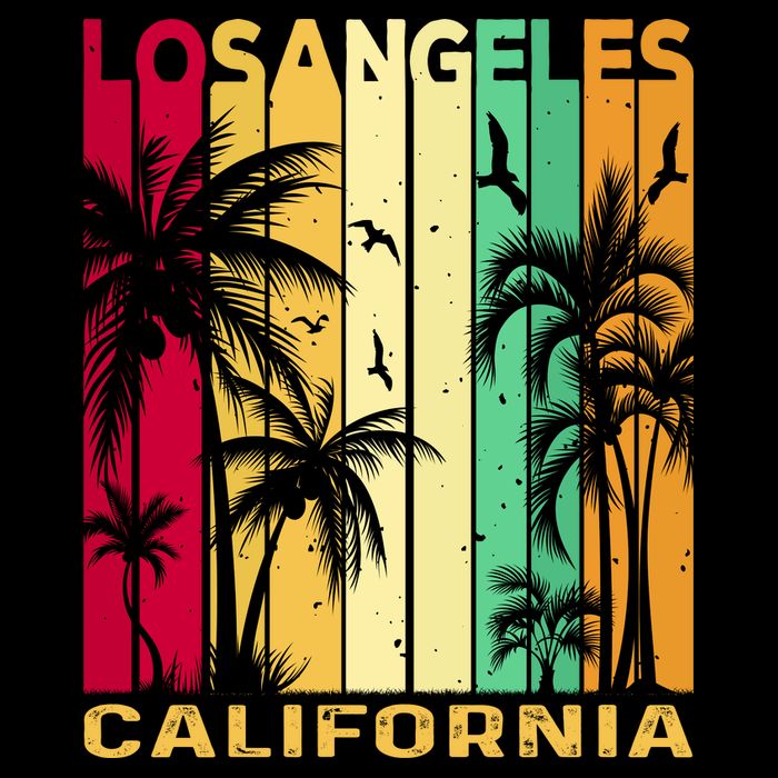 Retro Los Angeles California Palm Tree Stripes Apron