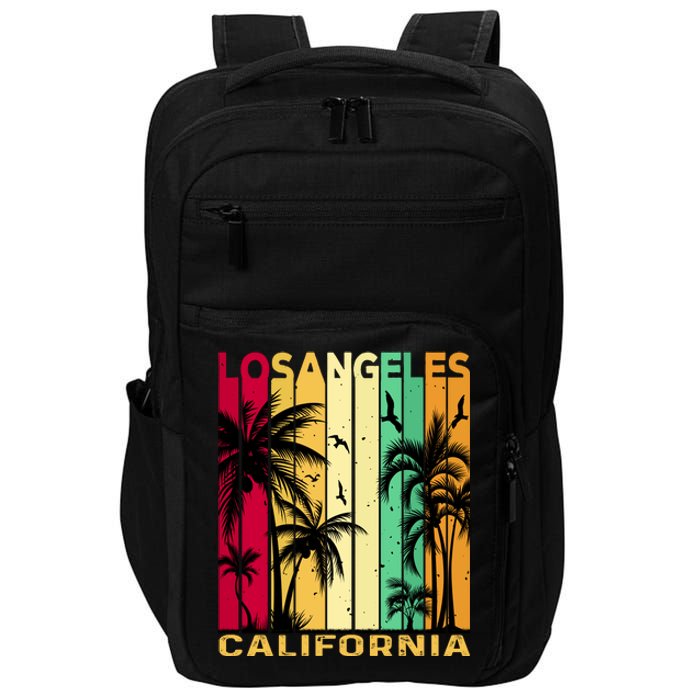 Retro Los Angeles California Palm Tree Stripes Impact Tech Backpack