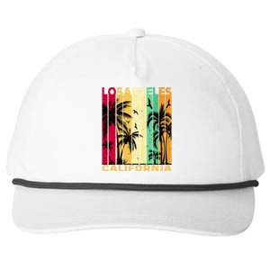 Retro Los Angeles California Palm Tree Stripes Snapback Five-Panel Rope Hat