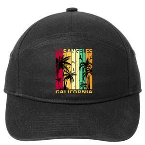 Retro Los Angeles California Palm Tree Stripes 7-Panel Snapback Hat