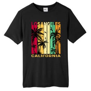 Retro Los Angeles California Palm Tree Stripes Tall Fusion ChromaSoft Performance T-Shirt