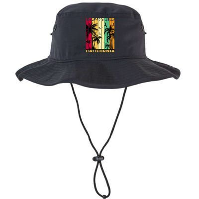 Retro Los Angeles California Palm Tree Stripes Bucket Hat