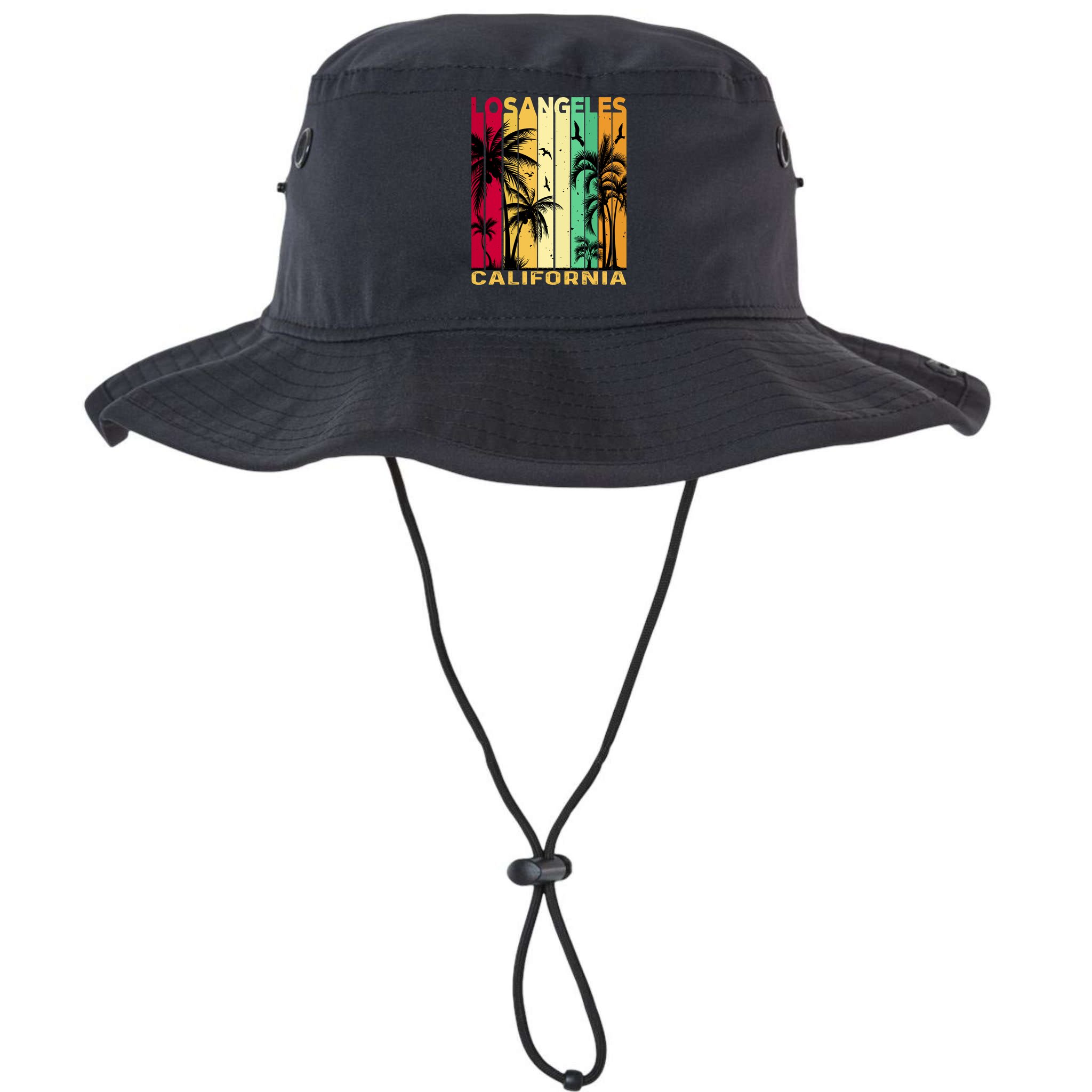 Retro Los Angeles California Palm Tree Stripes Bucket Hat
