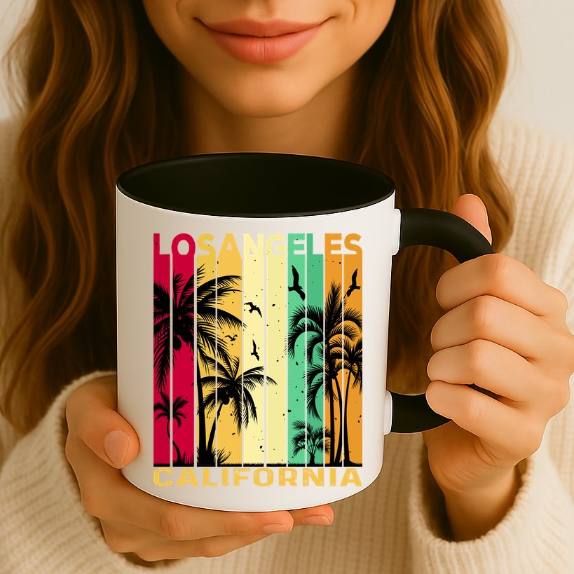 Retro Los Angeles California Palm Tree Stripes Mug