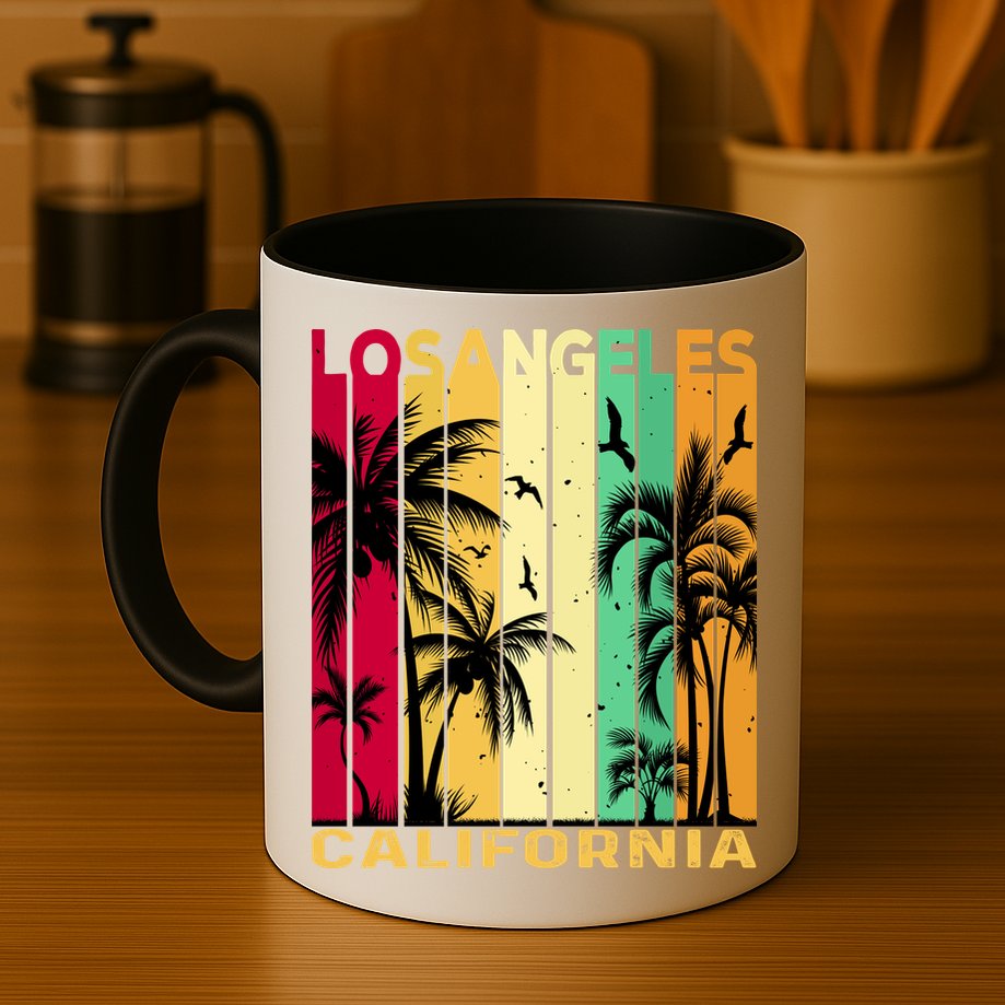 Retro Los Angeles California Palm Tree Stripes Mug