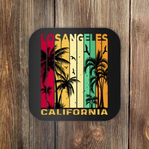 Retro Los Angeles California Palm Tree Stripes Coaster