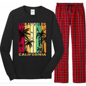 Retro Los Angeles California Palm Tree Stripes Long Sleeve Pajama Set