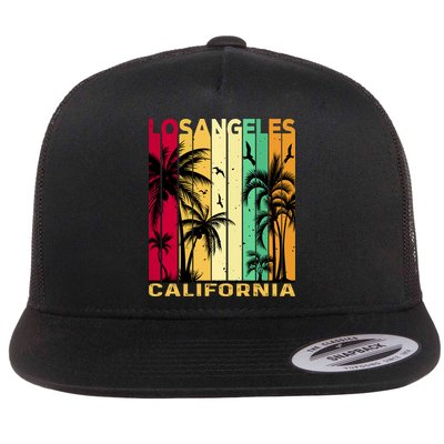 Retro Los Angeles California Palm Tree Stripes Flatbill Hat