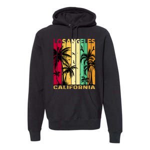 Retro Los Angeles California Palm Tree Stripes Premium Hoodie