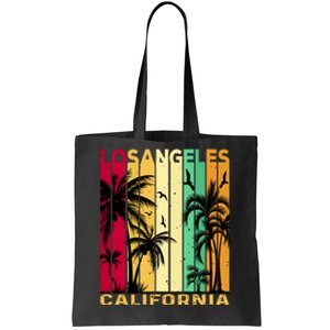 Retro Los Angeles California Palm Tree Stripes Tote Bag