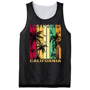 Retro Los Angeles California Palm Tree Stripes Mesh Reversible Basketball Jersey Tank