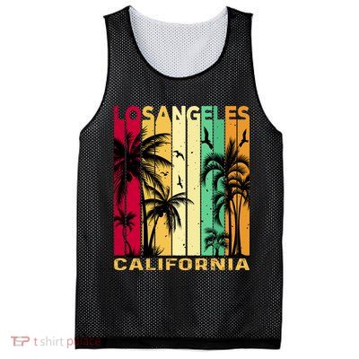 Retro Los Angeles California Palm Tree Stripes Mesh Reversible Basketball Jersey Tank