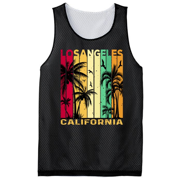 Retro Los Angeles California Palm Tree Stripes Mesh Reversible Basketball Jersey Tank