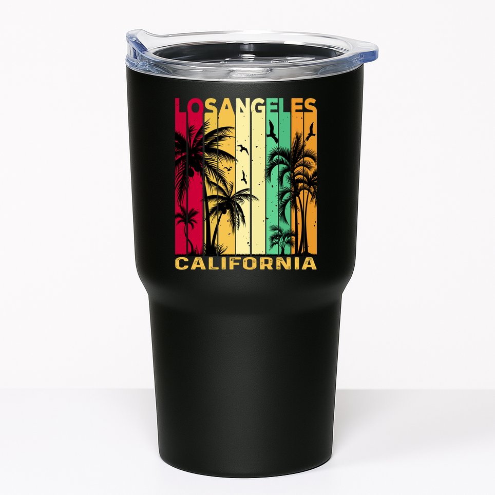 Retro Los Angeles California Palm Tree Stripes Tumbler