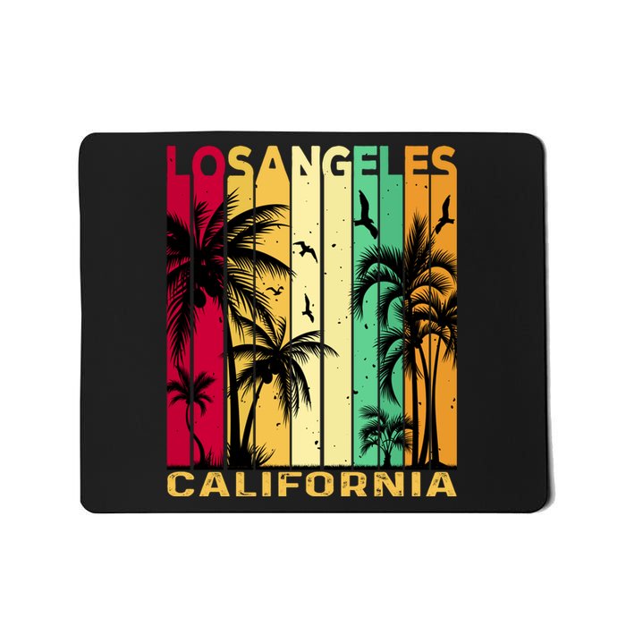 Retro Los Angeles California Palm Tree Stripes Mousepad