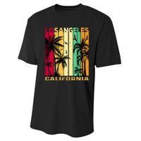 Retro Los Angeles California Palm Tree Stripes Performance Sprint T-Shirt