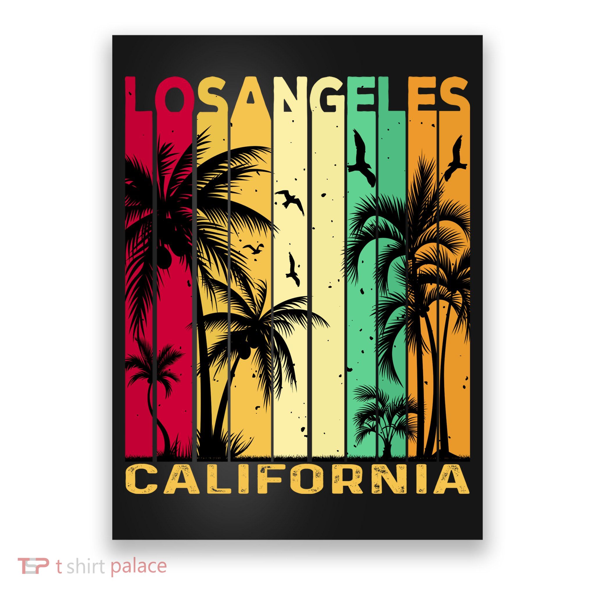 Retro Los Angeles California Palm Tree Stripes Poster