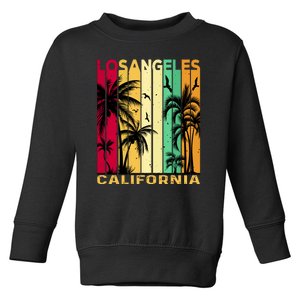 Retro Los Angeles California Palm Tree Stripes Toddler Sweatshirt