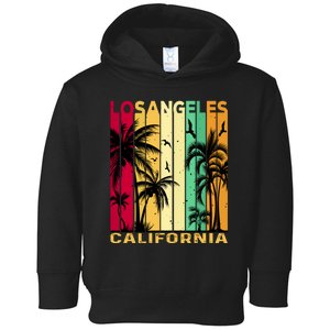 Retro Los Angeles California Palm Tree Stripes Toddler Hoodie