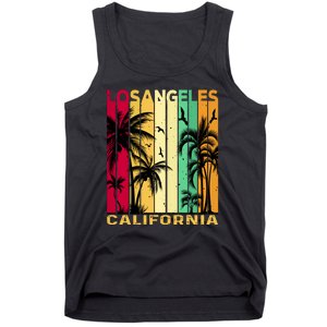 Retro Los Angeles California Palm Tree Stripes Tank Top