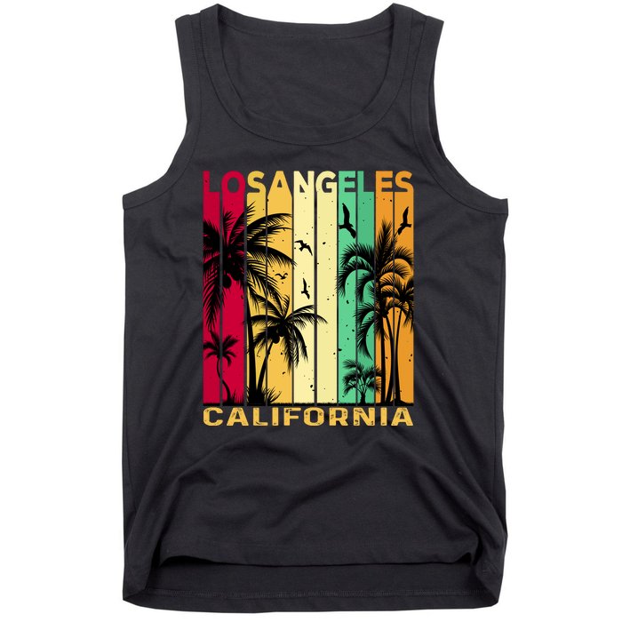 Retro Los Angeles California Palm Tree Stripes Tank Top