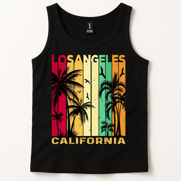 Retro Los Angeles California Palm Tree Stripes Tank Top