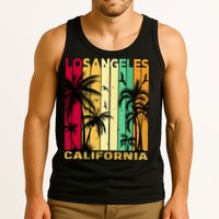 Retro Los Angeles California Palm Tree Stripes Tank Top