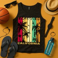 Retro Los Angeles California Palm Tree Stripes Tank Top