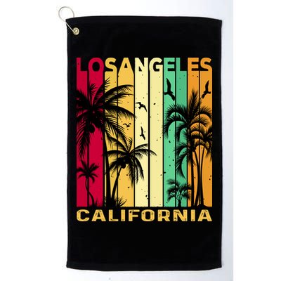 Retro Los Angeles California Palm Tree Stripes Golf Towel