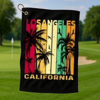 Retro Los Angeles California Palm Tree Stripes Golf Towel