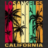 Retro Los Angeles California Palm Tree Stripes Golf Towel