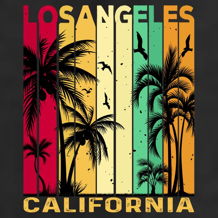Retro Los Angeles California Palm Tree Stripes Golf Towel