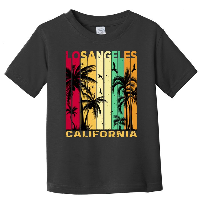 Retro Los Angeles California Palm Tree Stripes Toddler T-Shirt