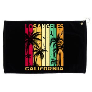 Retro Los Angeles California Palm Tree Stripes Grommeted Golf Towel