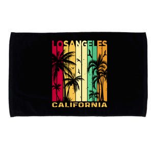 Retro Los Angeles California Palm Tree Stripes Microfiber Hand Towel