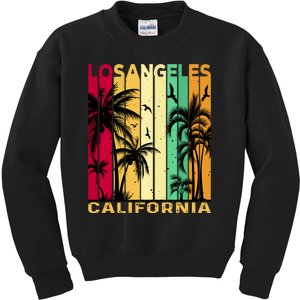 Retro Los Angeles California Palm Tree Stripes Kids Sweatshirt