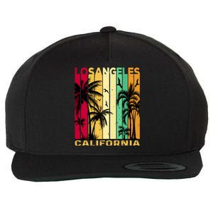 Retro Los Angeles California Palm Tree Stripes Wool Snapback Cap