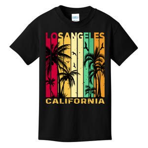 Retro Los Angeles California Palm Tree Stripes Kids T-Shirt