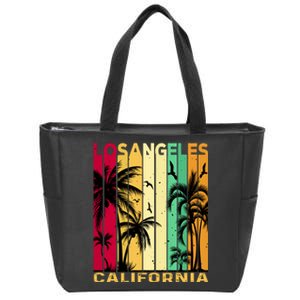 Retro Los Angeles California Palm Tree Stripes Zip Tote Bag