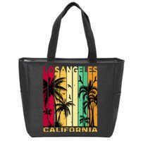 Retro Los Angeles California Palm Tree Stripes Zip Tote Bag