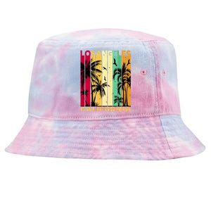 Retro Los Angeles California Palm Tree Stripes Tie-Dyed Bucket Hat