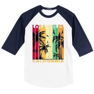 Retro Los Angeles California Palm Tree Stripes Baseball Sleeve Shirt