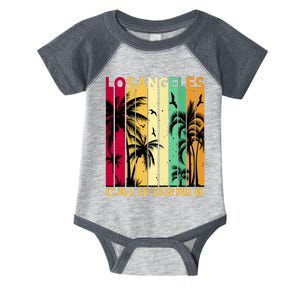 Retro Los Angeles California Palm Tree Stripes Infant Baby Jersey Bodysuit