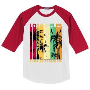 Retro Los Angeles California Palm Tree Stripes Kids Colorblock Raglan Jersey