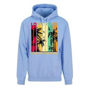 Retro Los Angeles California Palm Tree Stripes Unisex Surf Hoodie