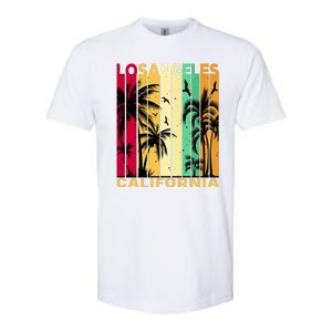 Retro Los Angeles California Palm Tree Stripes Softstyle CVC T-Shirt