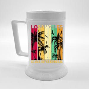 Retro Los Angeles California Palm Tree Stripes Beer Stein