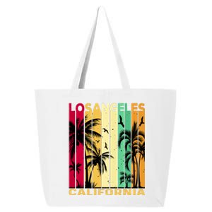 Retro Los Angeles California Palm Tree Stripes 25L Jumbo Tote